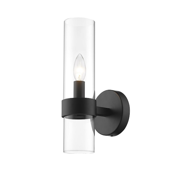 Z-Lite Datus 1 Light Wall Sconce, Matte Black & Clear 4008-1S-MB - main